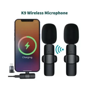 Original K9 | 2 in 1 Dual Mic -Wireless Microphone Plug & Play - Conveniently Use With USB Type C & IOS Wireless Lavalier Microphone Auto Sync Noise Reduction