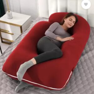 Pregnancy Pillow / U- Shape Maternity Pillow With Ball Fiber Filling - Maroon