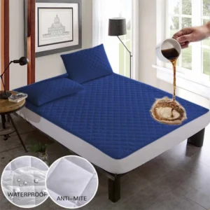 Soft Cotton Quilted 100% Waterproof Fitted Mattress Protector - Blue