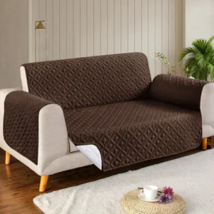 Ultrasonic Quilted Sofa Covers - Sofa Runner & Couch Cover - Brown