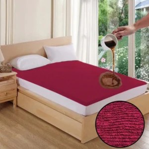Jointless Recommended Premium & Export Quality Terry Cotton 100% Waterproof Fitted Style Mattress Protector - Maroon