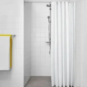 Timeless Elegance: Shower Curtain Water Resistant Odorless Water-Repellent Curtain Splicing Style + White Ring
