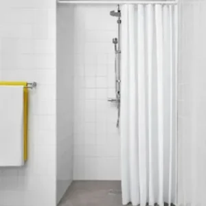 Timeless Elegance: Shower Curtain Water Resistant Odorless Water-Repellent Curtain Splicing Style + White Ring