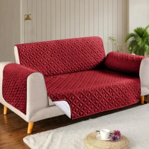Ultrasonic Quilted Sofa Covers - Sofa Runner & Couch Cover - Maroon