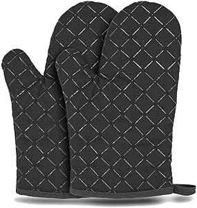 Baking Gloves Wear-resistant Anti-slip Baking Oven Mittens ( Black Colour )
