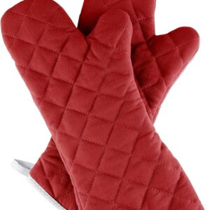 Baking Gloves Wear-resistant Anti-slip Baking Oven Mittens Maroon Colouer