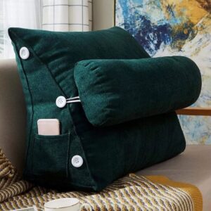 Velvet Triangular Back Rest Pillow / Back Wedge Cushion - Zinc