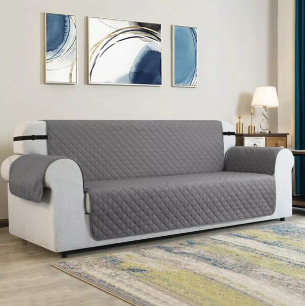 Ultrasonic Quilted Sofa Covers - Sofa Runner & Couch Cover - Grey