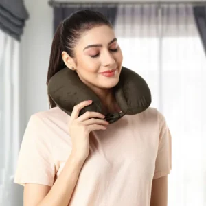 Velvet Neck Rest Pillow / Travel Pillow For Comfort & Support - Coffee
