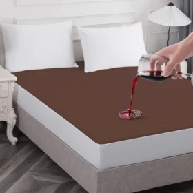 Poly Cotton Fitted Style Waterproof Mattress Protector - Brown