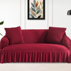High Quality New Turkish Style Bubble Sofa Cover - Maroon Color