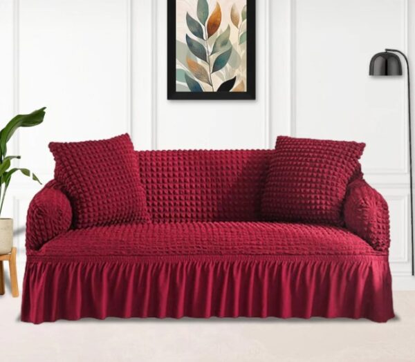 High Quality New Turkish Style Bubble Sofa Cover - Maroon Color
