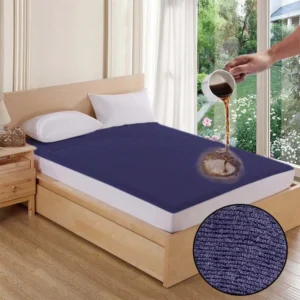 Jointless Recommended Premium & Export Quality Terry Cotton 100% Waterproof Fitted Style Mattress Protector - Blue