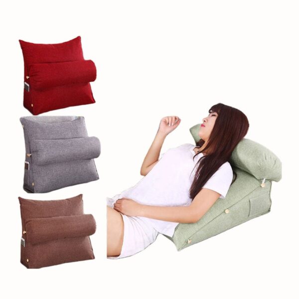 Velvet Triangular Back Rest Pillow / Back Wedge Cushion - Maroon