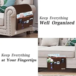 Armrest Organizer For Couch And Sofa With 6 Pockets - Sofa Armrest Organizer With Holder For TV Remote Control And Other Accessories | Size 19 x 35 Inches Premium Quality