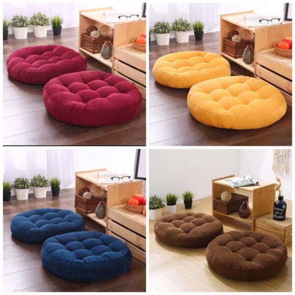 Round Shape Floor Cushion / Soft Meditation Cushion For Casual Seating In Grey Color