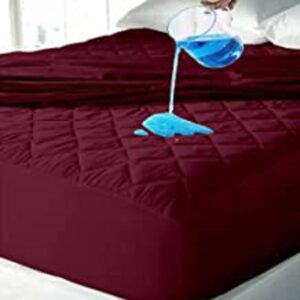 Soft Cotton Quilted 100% Waterproof Fitted Mattress Protector - Maroon