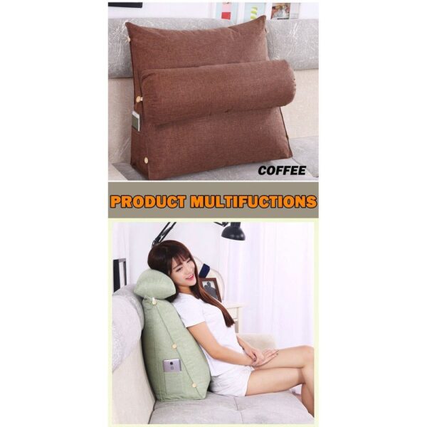 Velvet Triangular Back Rest Pillow / Back Wedge Cushion - Maroon