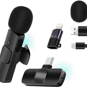 Wireless Lavalier Microphone Mic System for YouTube Facebook Live Stream TikTok Video Recording Vlog