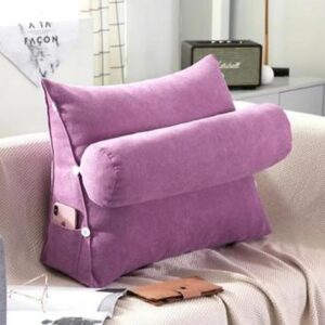 Velvet Triangular Back Rest Pillow / Back Wedge Cushion - Purple