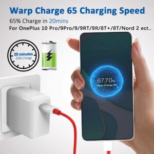 Original 65W Charger Dash Warp Fast Charge EU US Power Adapter USB C Cable For On plus